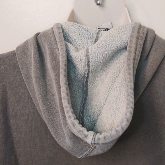 Vintage "Maine" Khaki Green & Pink Hooded Kangaroo Pocket Sweatshirt - Picture 4 of 8